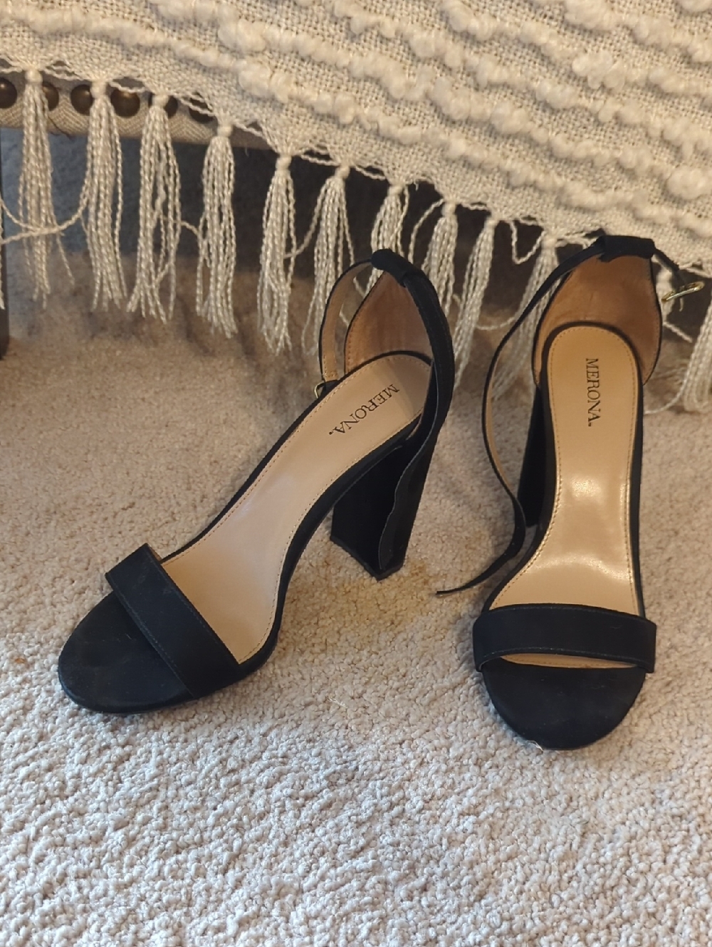 Merona Black Open-Toe Block Heel Sandals with Ankle Strap